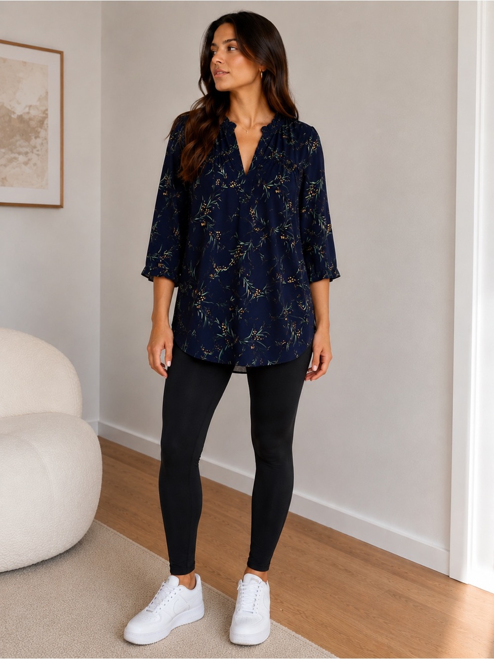 Reitmans Navy Floral Tunic